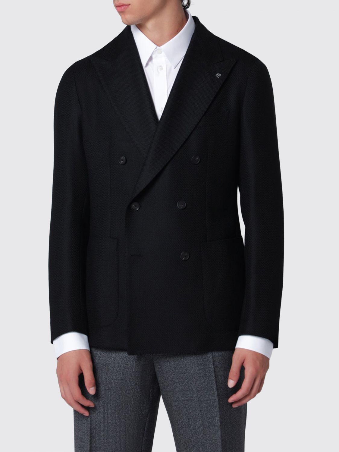 Tagliatore Double-Breasted Short Coat in Super 100's Virgin Wool