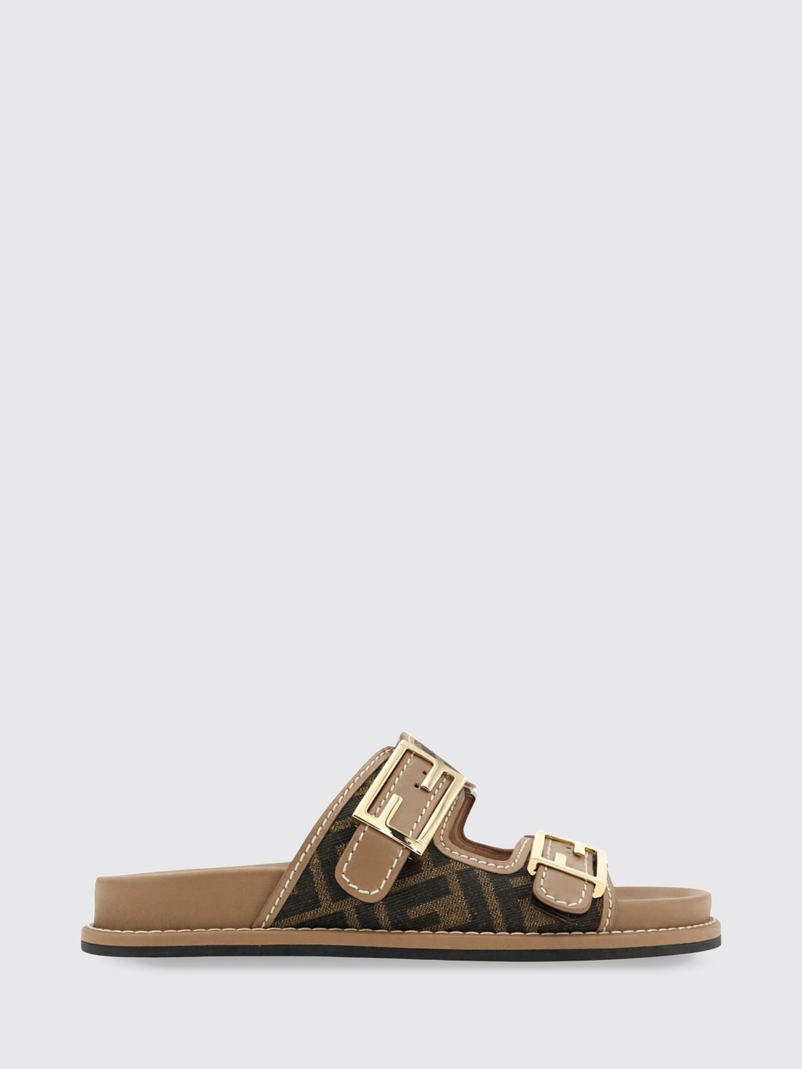 FENDI Feel Sandalen aus FF-Monogramm-Stoff mit niedrigem Absatz