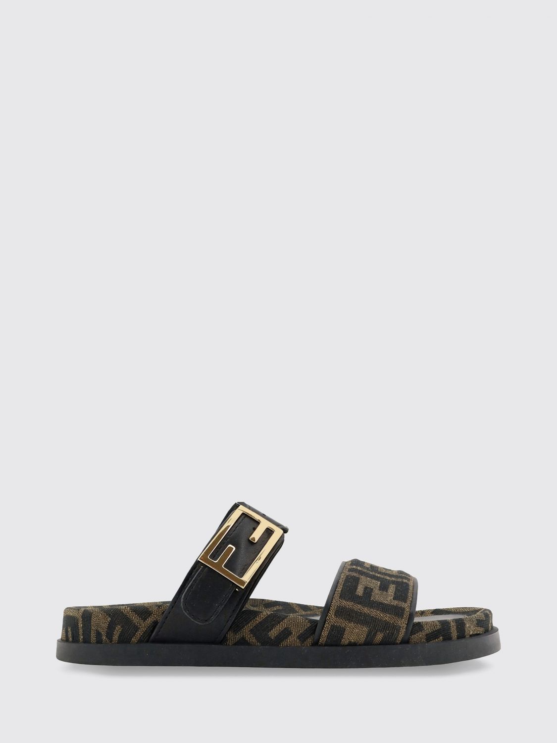 FENDI Feel Sandalen mit niedrigem Absatz aus FF-Jacquard-Stoff mit Riemen