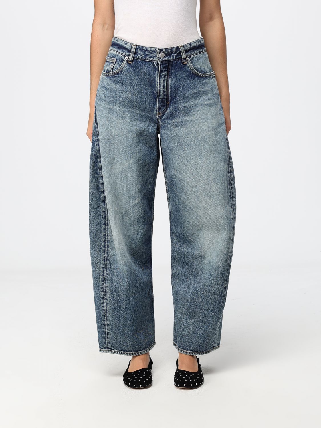 ALAÏA Rodeo Mid-Rise Wide Leg Jeans in Stretch Denim