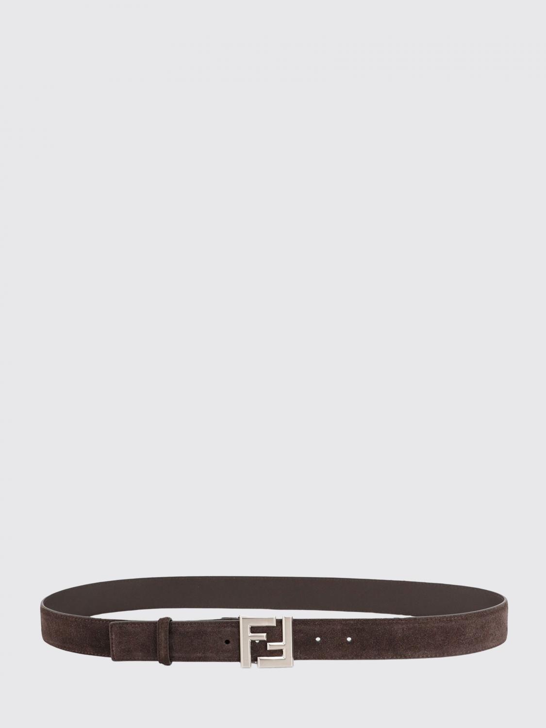 FENDI Gürtel von aus Velours-Kalbsleder mit FF-Monogrammschnalle