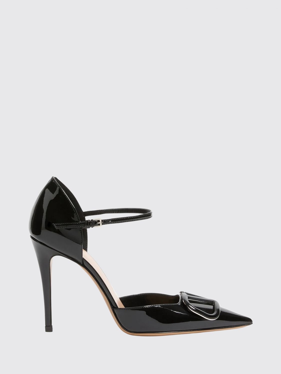 Valentino Garavani D’Orsay Patent Leather Court Shoes with High Heel and VLogo