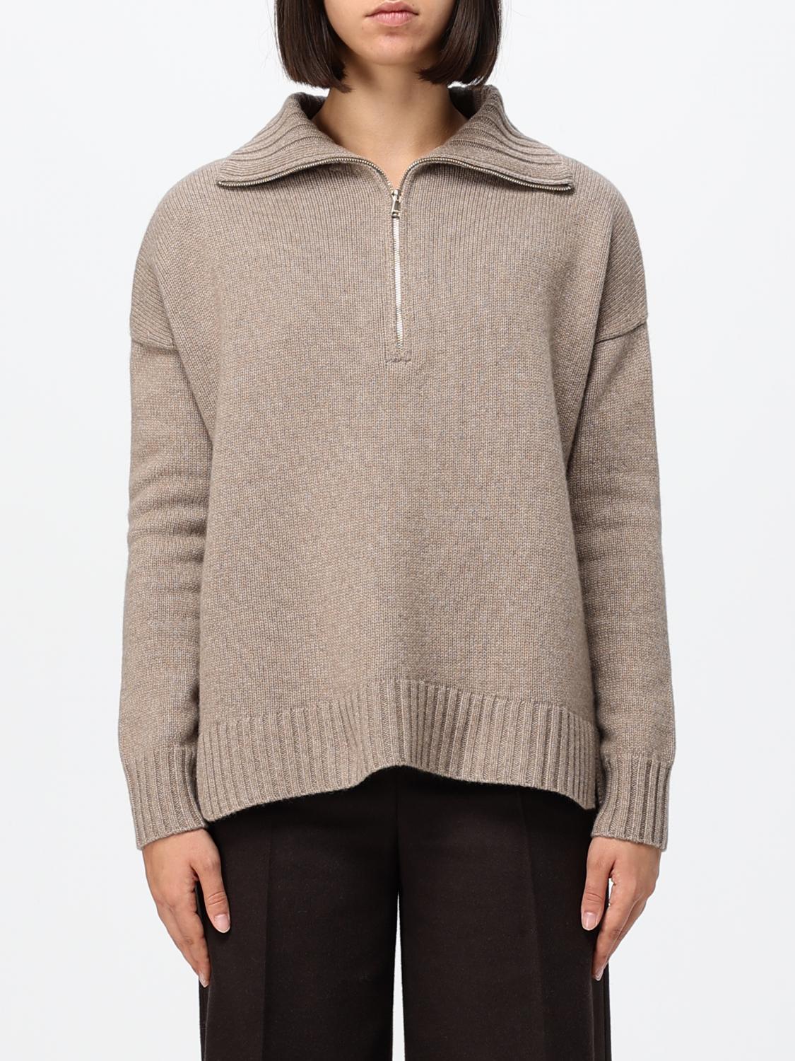MAX MARA Maglia in misto alpaca con collo a listino e mezza zip