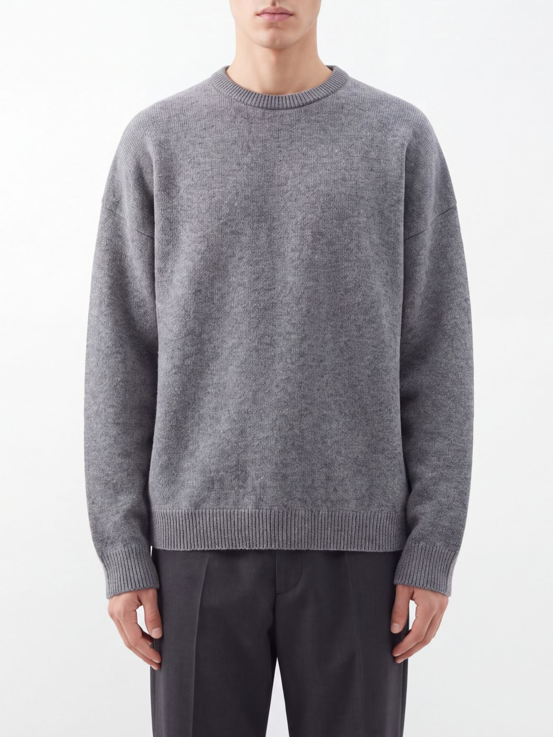 Balenciaga Crewneck Wool Sweater with Dropped Shoulders and Regular Fit