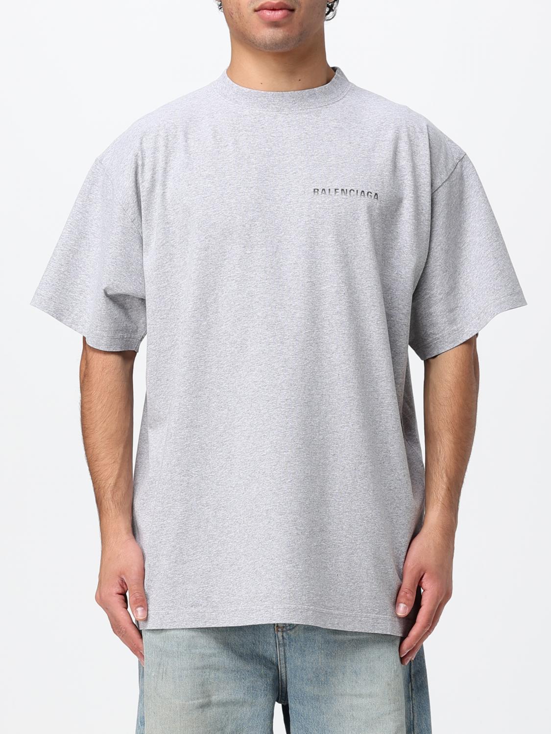 BALENCIAGA Black Cotton T-shirt with Contrasting Logo and Dropped Shoulders