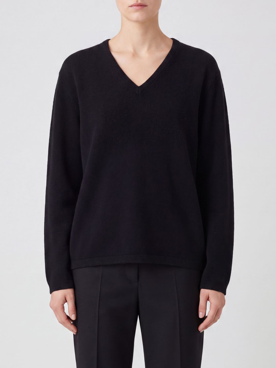 The Row Relaxed Fit V-Neck Cashmere Jumper with Dropped Shoulders