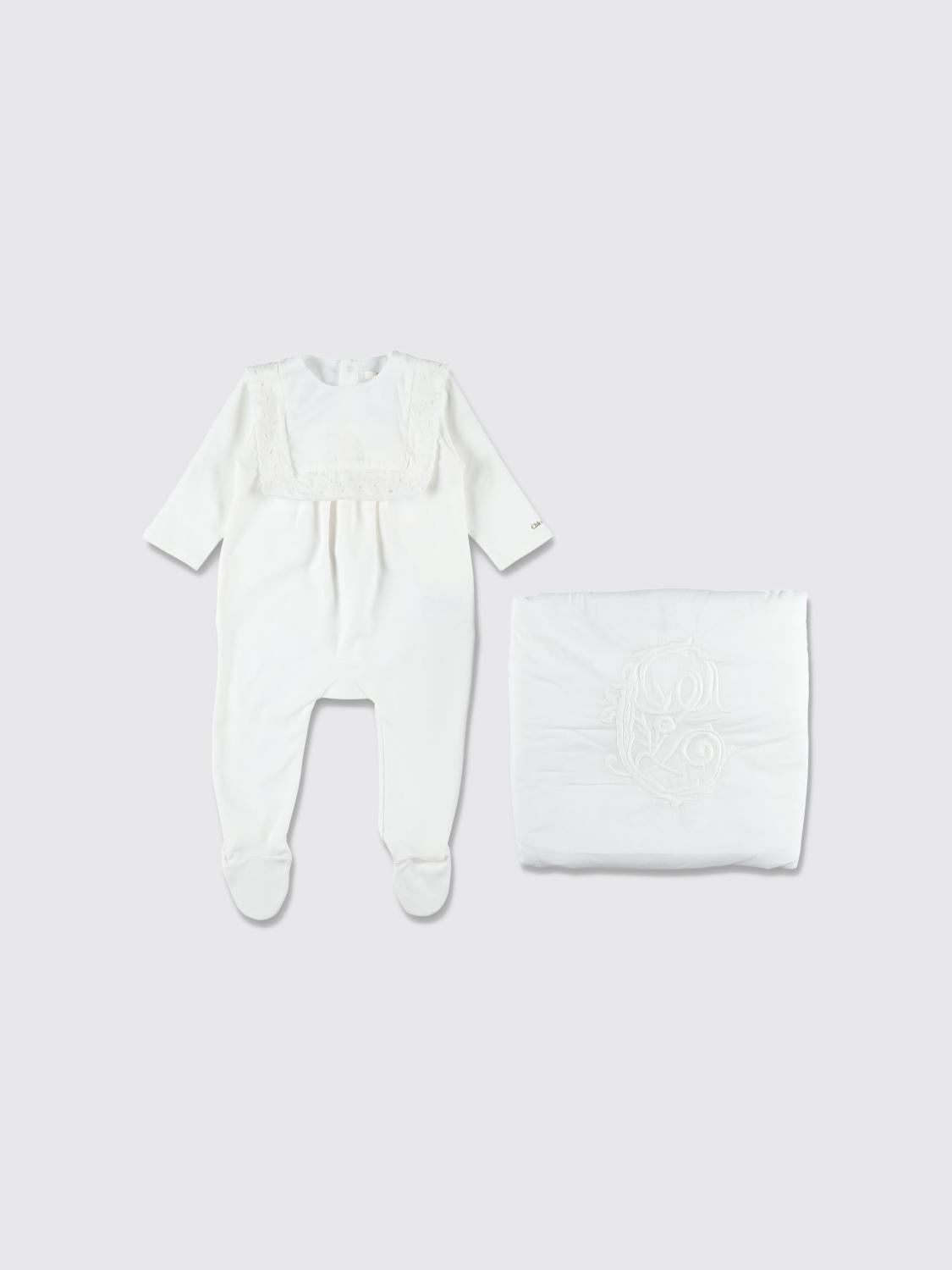 CHLOÉ 2-teiliges Mädchen-Set aus Baumwolle mit Stickerei und Spitzeneinsätzen