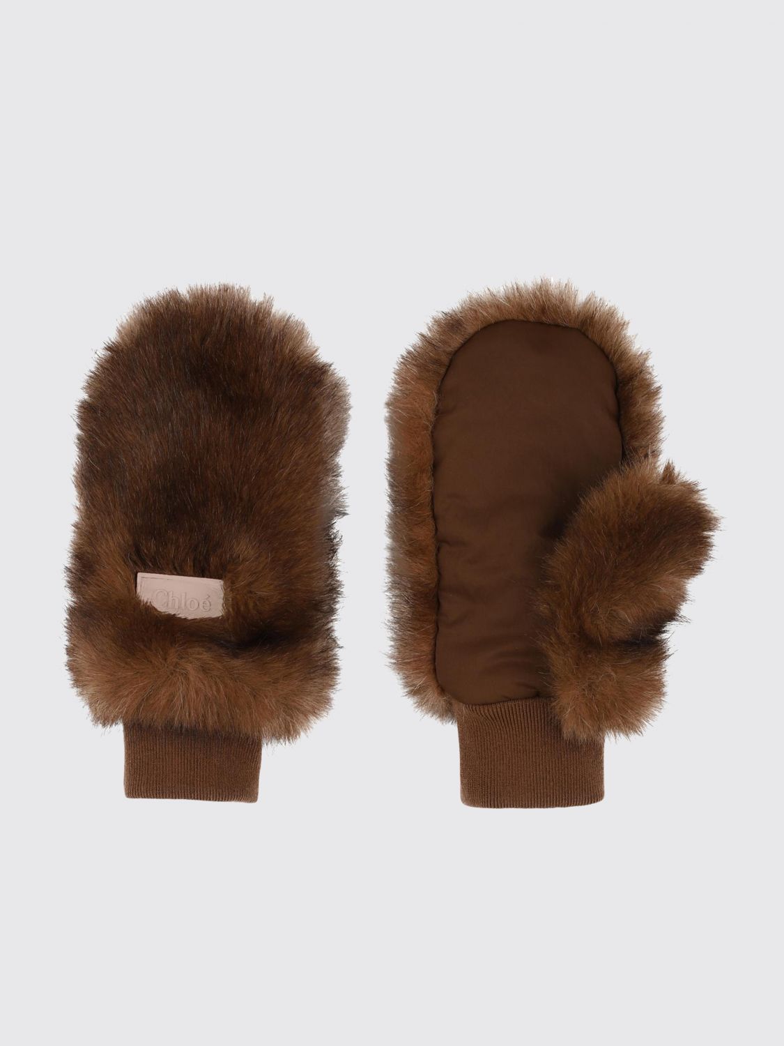 CHLOÉ Boy's Faux Fur Gloves with Elasticated Cuffs