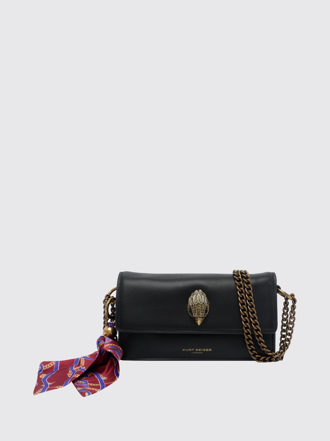 KURT GEIGER LONDON Sloane Rhinestone Logo Leather Mini Crossbody Bag