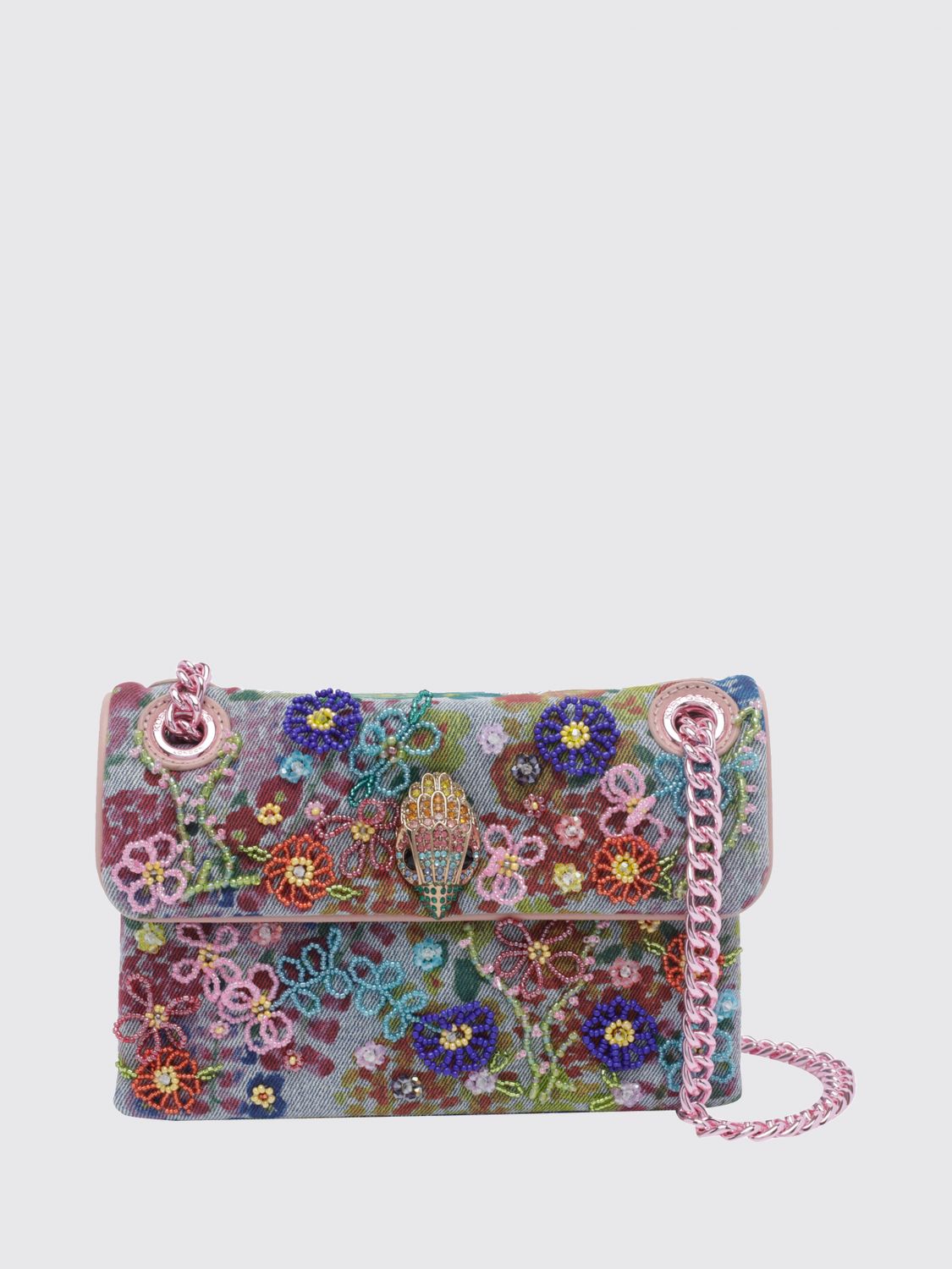 KURT GEIGER LONDON Mini-Denim-Tasche Kensington mit Blumenstickerei