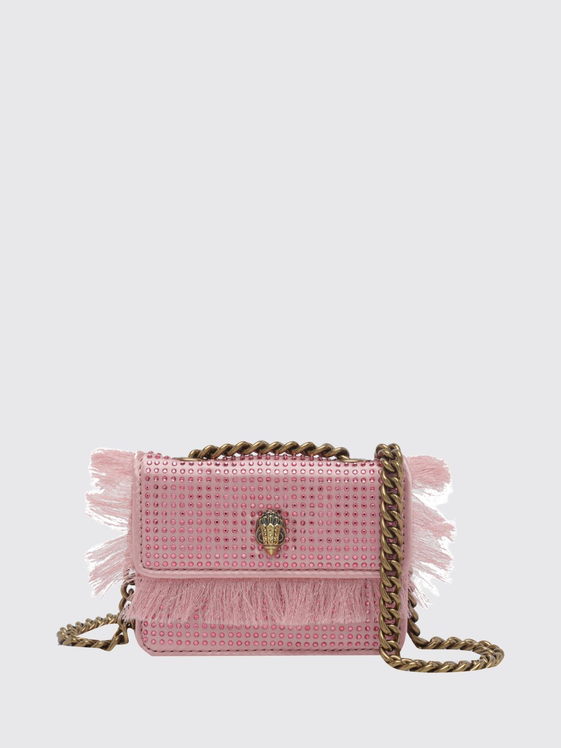 Kurt Geiger London Pink Satin Kensington Mini Bag with Fringe and Crystals · OS