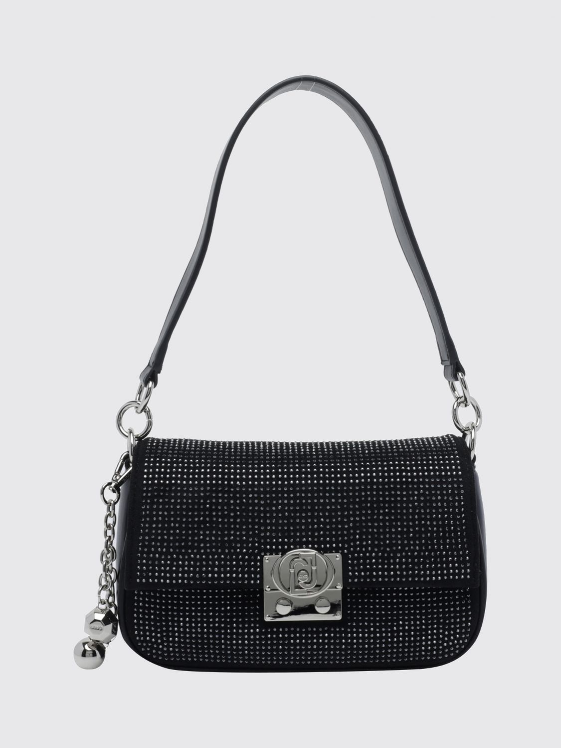 LIU JO Small Polyester Shoulder Bag with Crystals and Decorative Charm