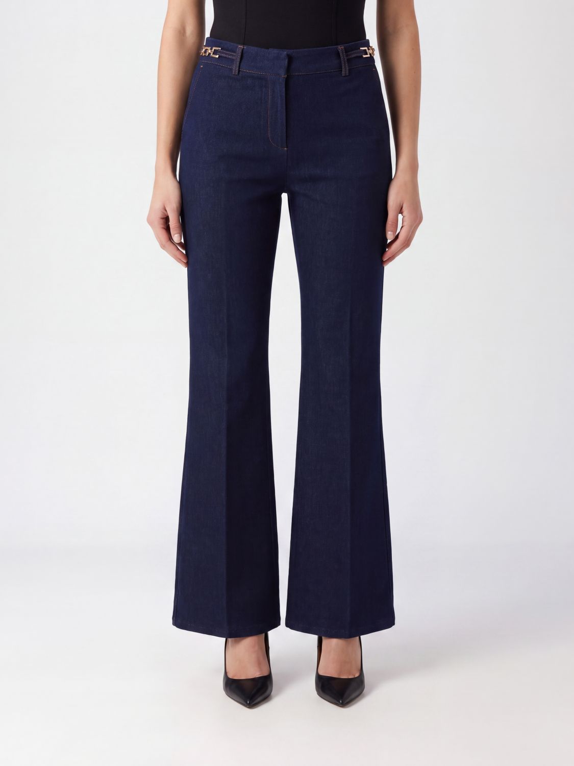 Liu Jo Mid-Rise Flared Jeans in Wool Blend Denim