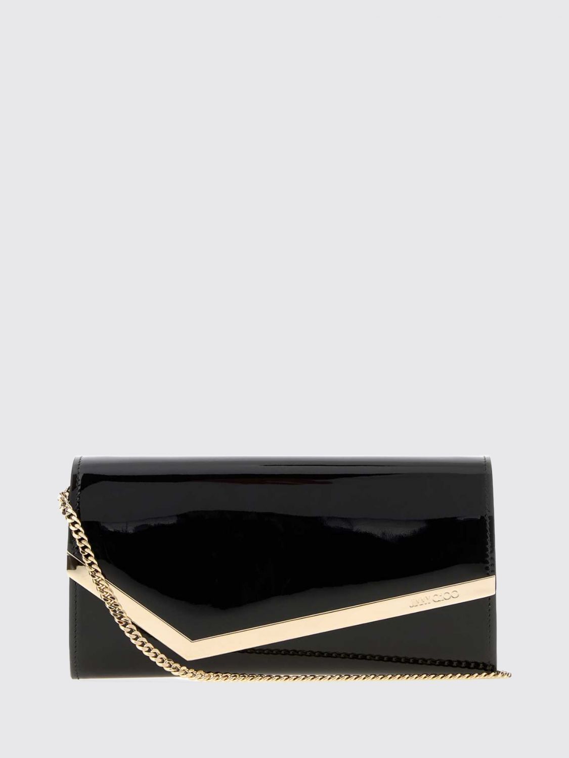 JIMMY CHOO Emmie Mini-Handtasche aus Lackleder mit Kettenriemen