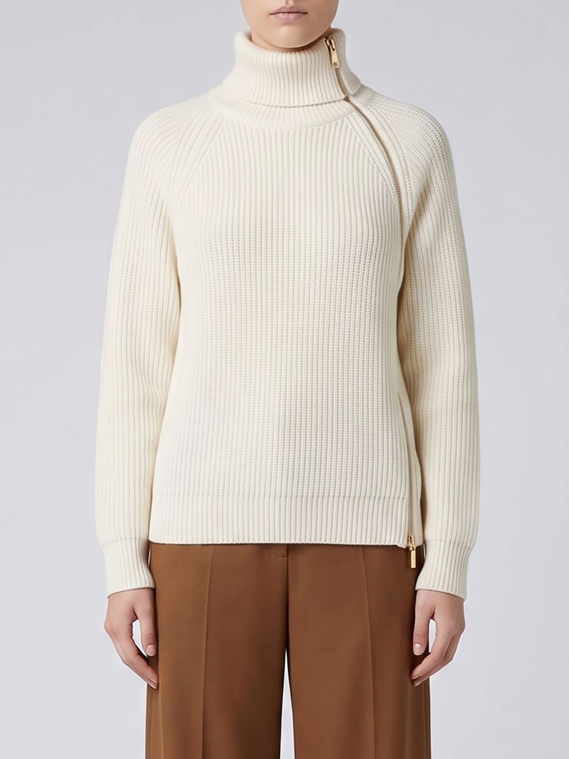 LIU JO Maglia dolcevita a coste in misto lana con zip decentrata