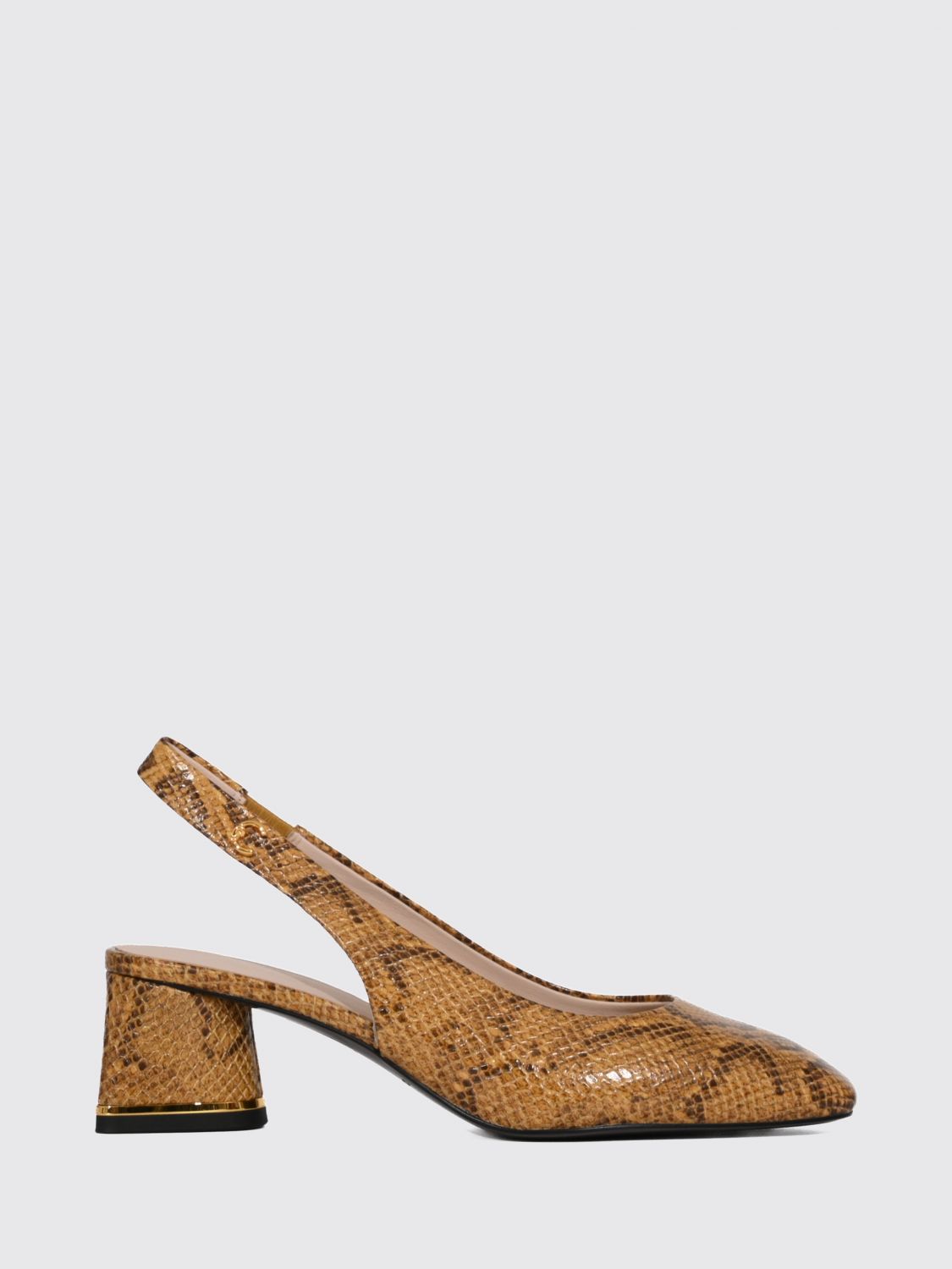 COCCINELLE Slingback in pelle con stampa pitone e tacco medio