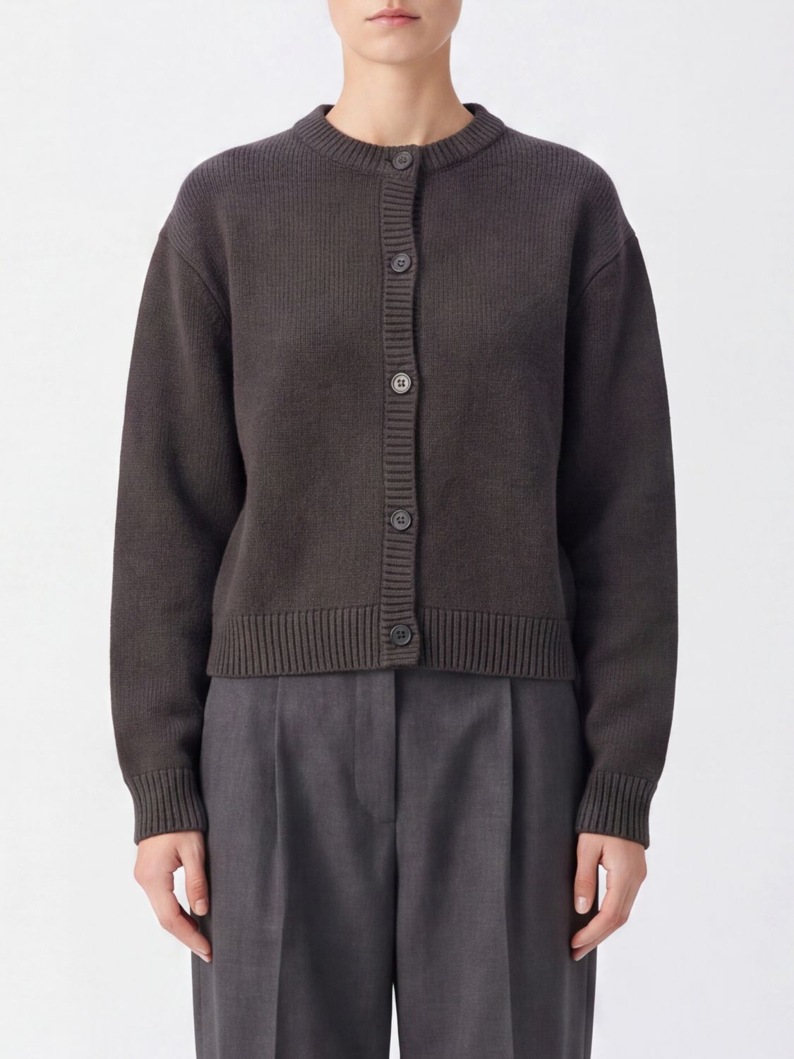 Lisa Yang Pure Cashmere Crewneck Cardigan with Button Closure
