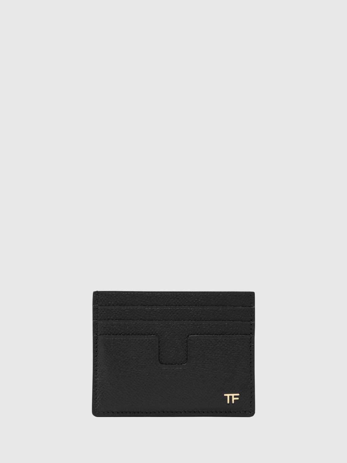 Tom Ford Grained Calf Leather Card Holder with T Monogram · OS