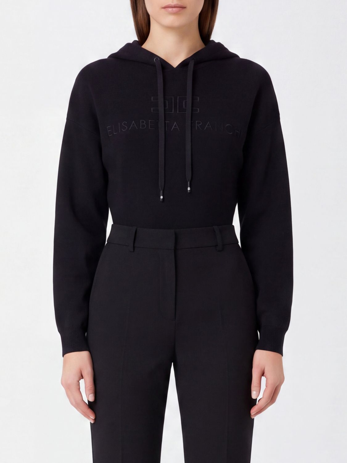 Elisabetta Franchi Jersey Hooded Sweatshirt with Embroidered Logo
