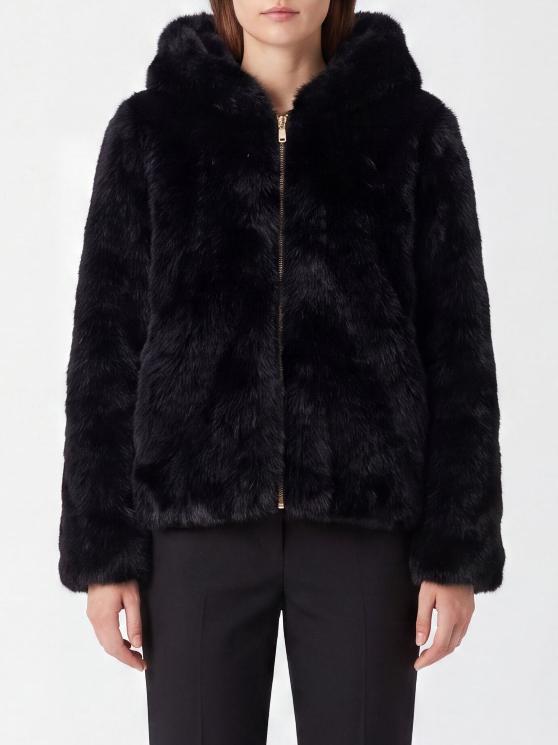 MOOSE KNUCKLES Faux Fur Hooded Zip-Up Jacket