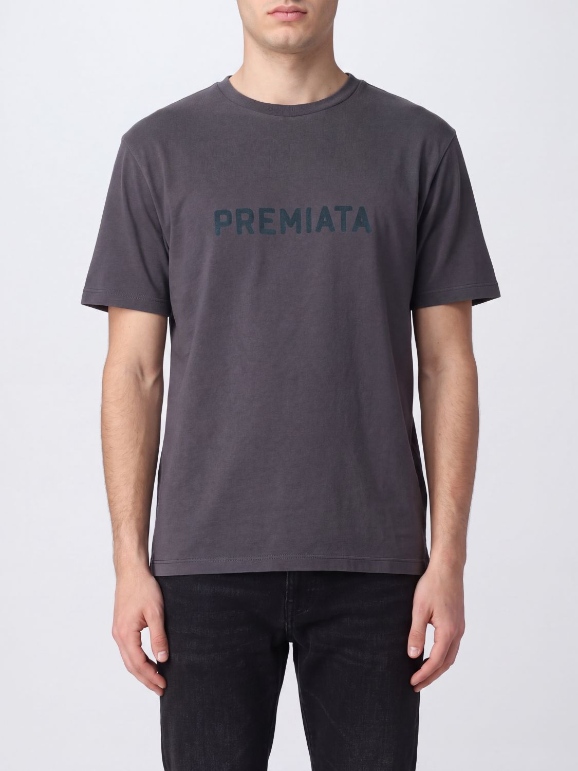 Premiata Cotton Crewneck T-shirt with Contrast Logo and Dropped Shoulders