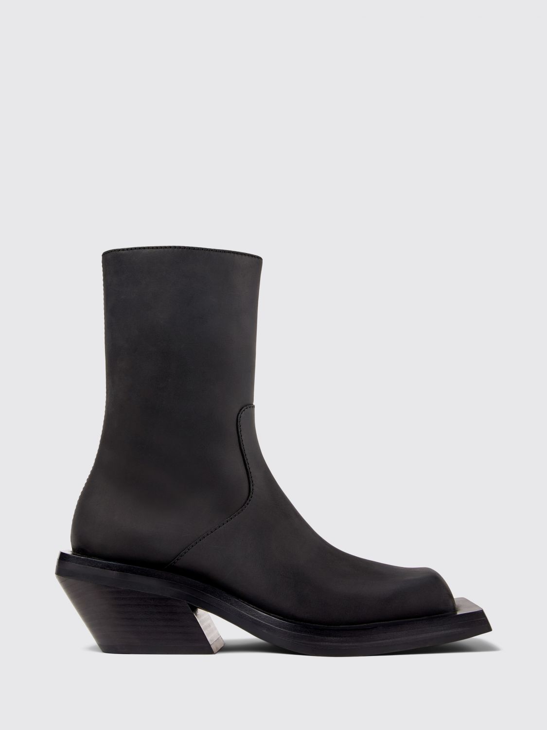 Camperlab Quetal Leather Western Boots with Square Toe and Flared Heel