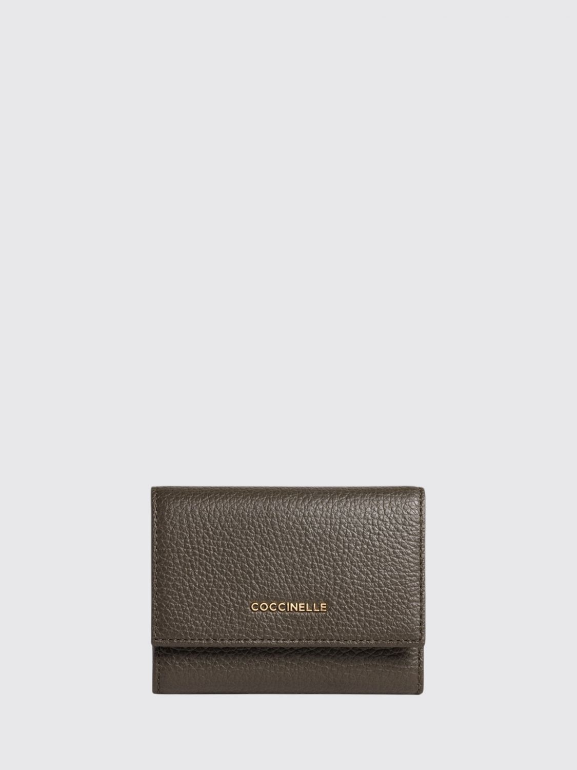 Coccinelle Metallic Soft Tri-Fold Wallet in Pebbled Leather
