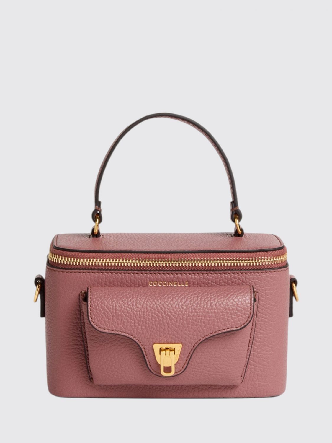 COCCINELLE Beat Generation Small Grained Leather Shoulder Bag with Top Handle COCCINELLE Beat Generation Small Grained Leather Shoulder Bag with Top Handle
