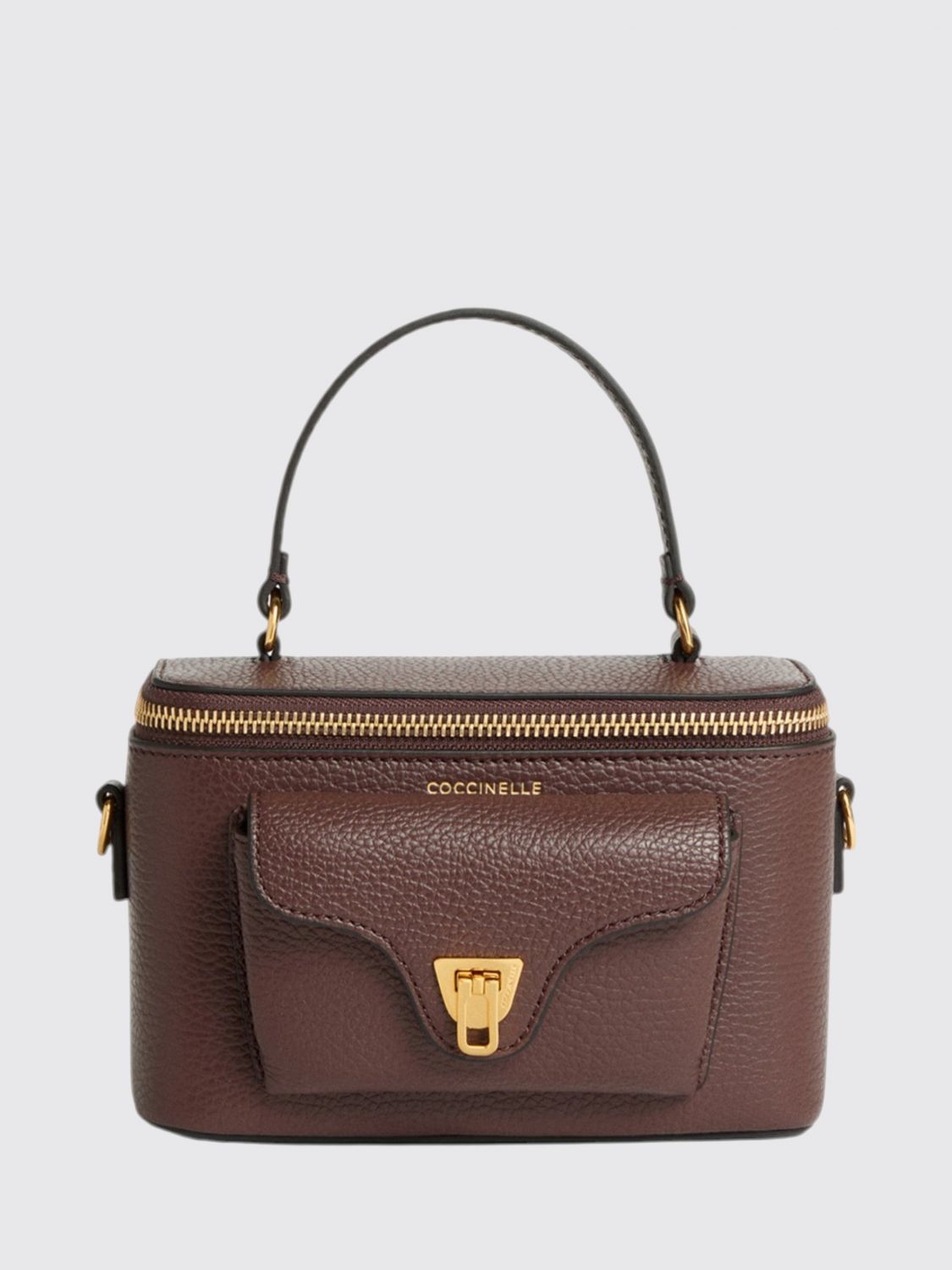 COCCINELLE Beat Generation Small Grained Leather Shoulder Bag with Top Handle COCCINELLE Beat Generation Small Grained Leather Shoulder Bag with Top Handle