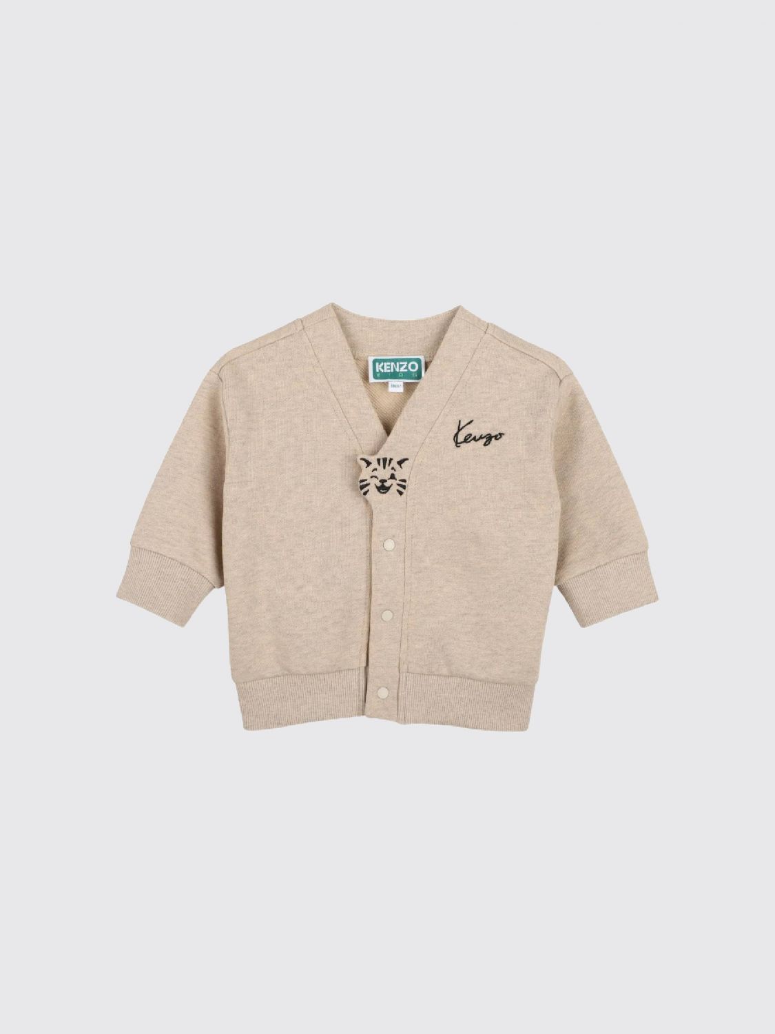 Kenzo Kids Strickjacke für Jungen von aus Stretch-Baumwolle mit V-Ausschnitt und Kontrastlogo