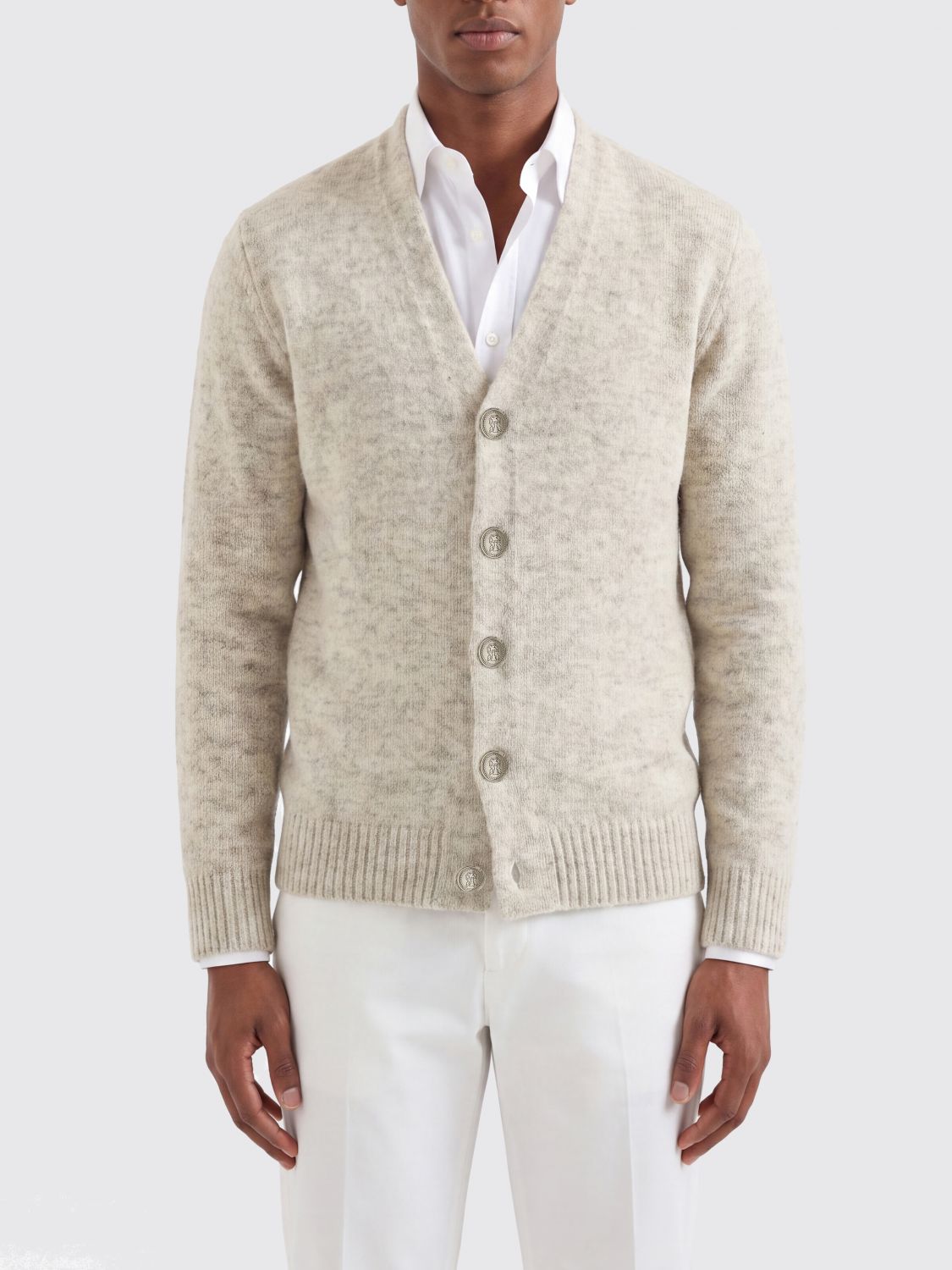BRUNELLO CUCINELLI V-Neck Cardigan in Wool, Alpaca, and Cashmere Blend