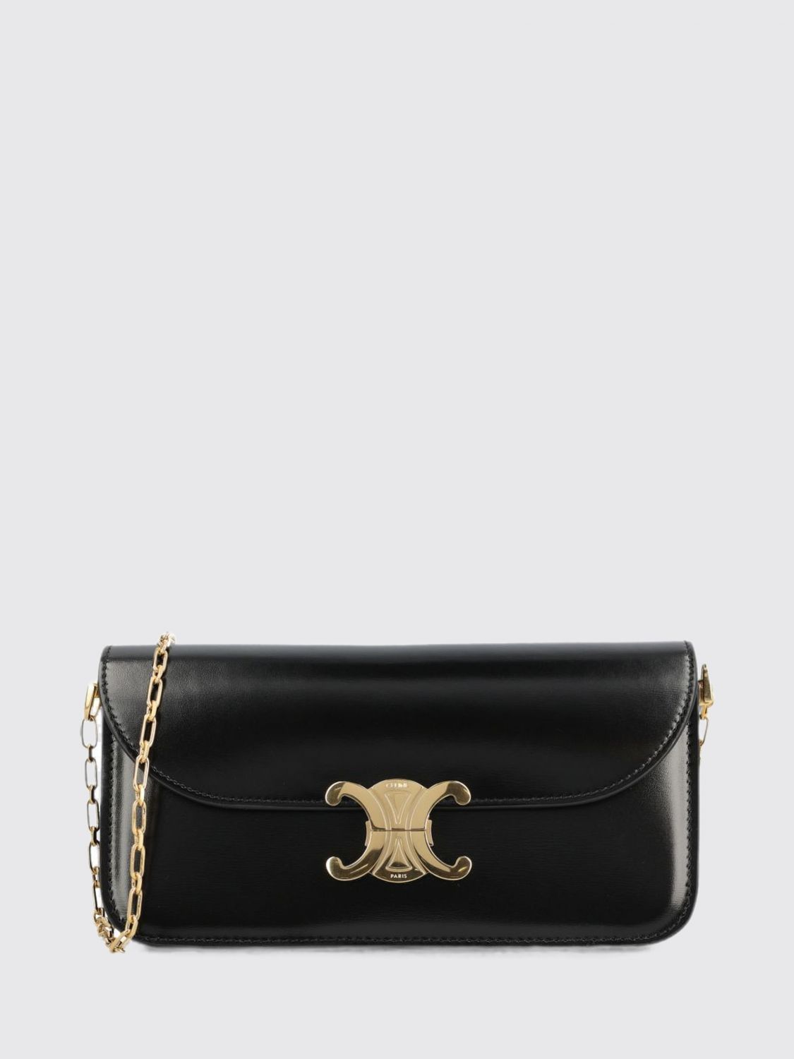 Celine Triomphe Mini Leather Crossbody Bag with Metallic Clasp