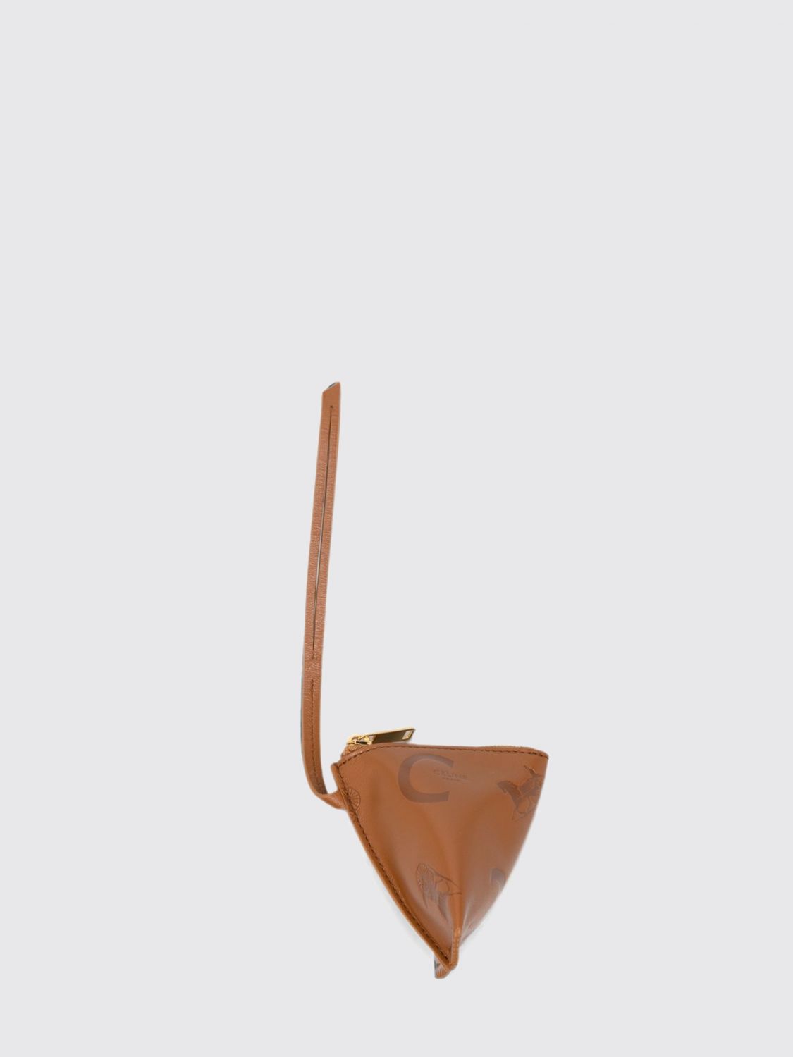 CELINE Zipped Keyring Coin Purse in Smooth Lambskin with Printed Logo