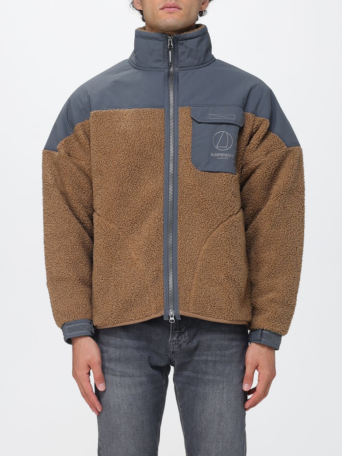 Murphy & nye Fleece and Polyester Bomber Jacket with High Neck and Contrast Logo
