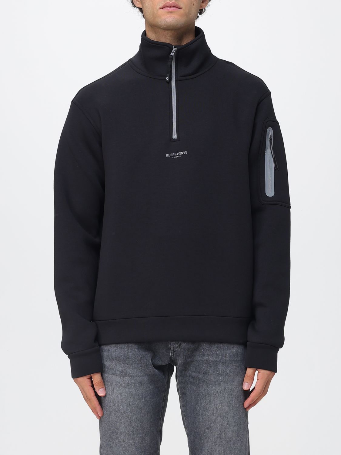 Murphy & nye High Neck Technical Zipped Sweatshirt in Neoprene