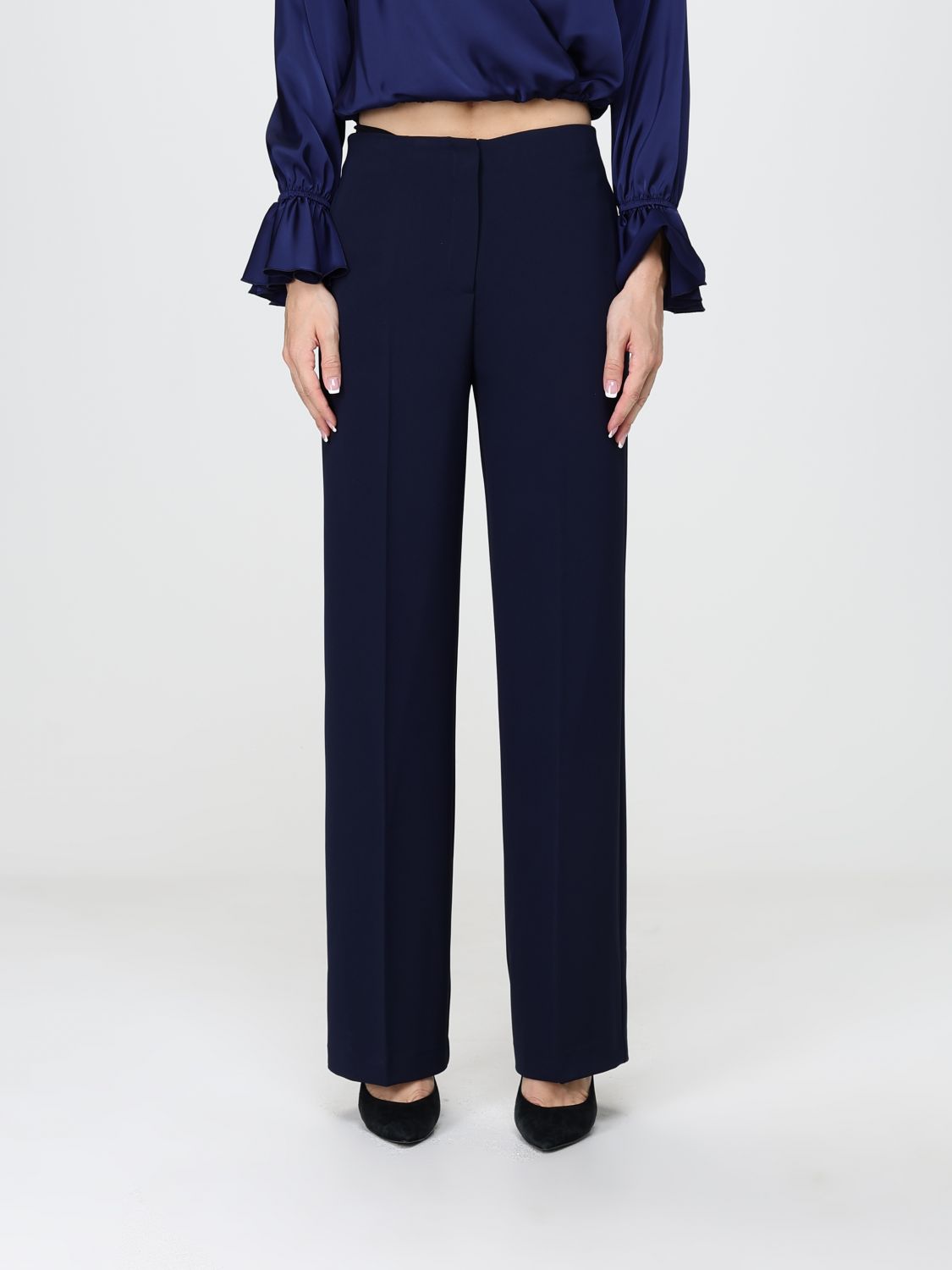 Hanita Wide-Leg Tailored Crêpe Trousers with Mid-Rise Waist