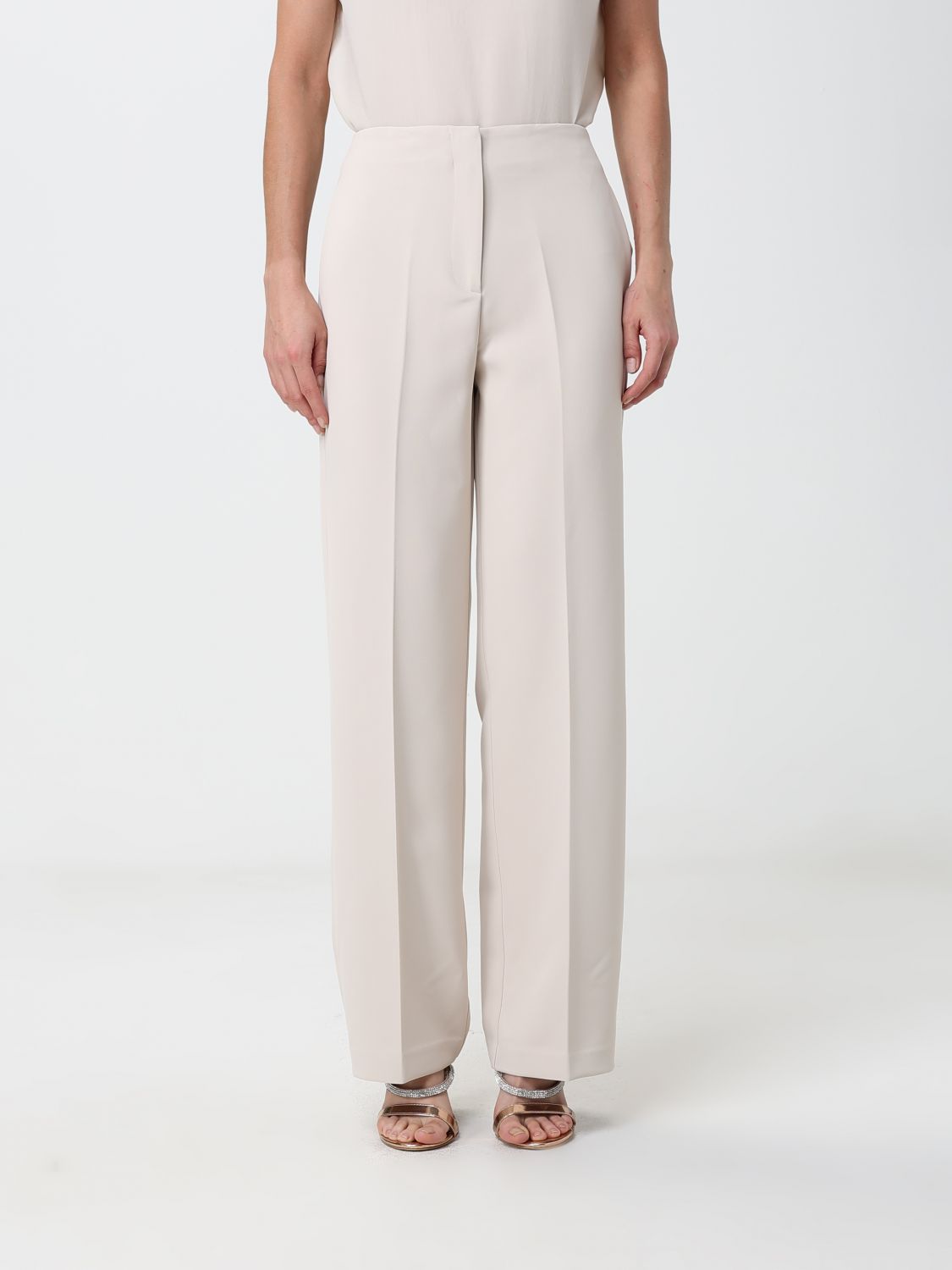 Hanita High-Waisted Cropped Crêpe Trousers with Slash Pockets