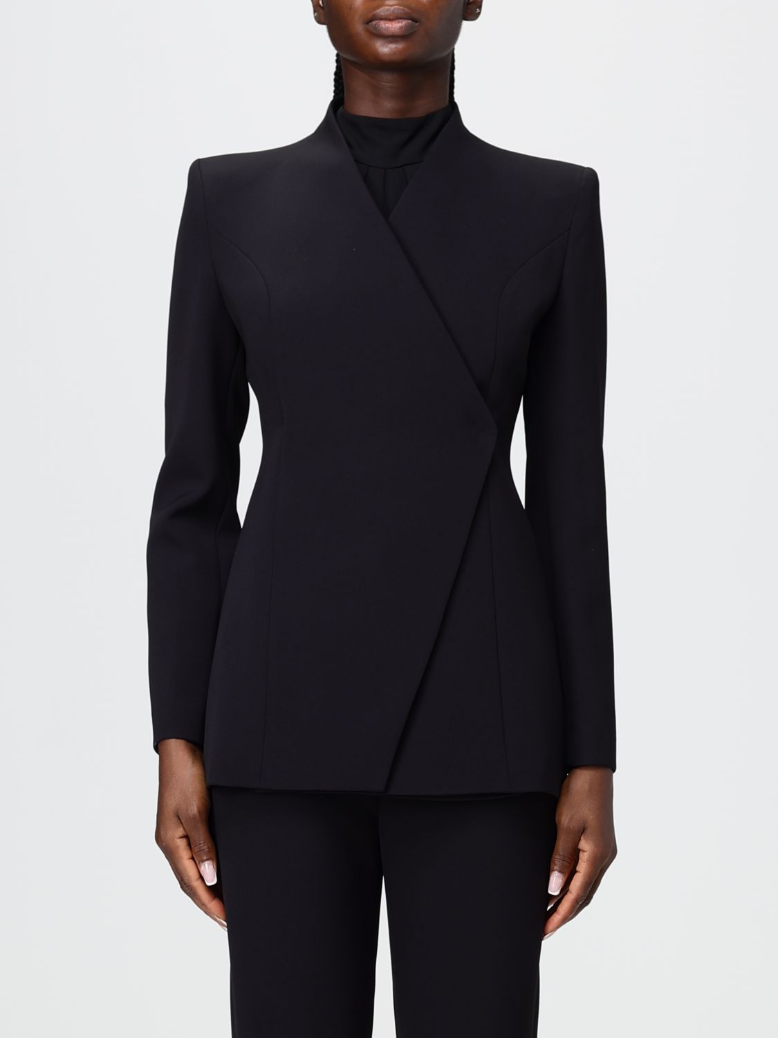 Hanita Cropped Double-Breasted Blazer with Concealed Fastening