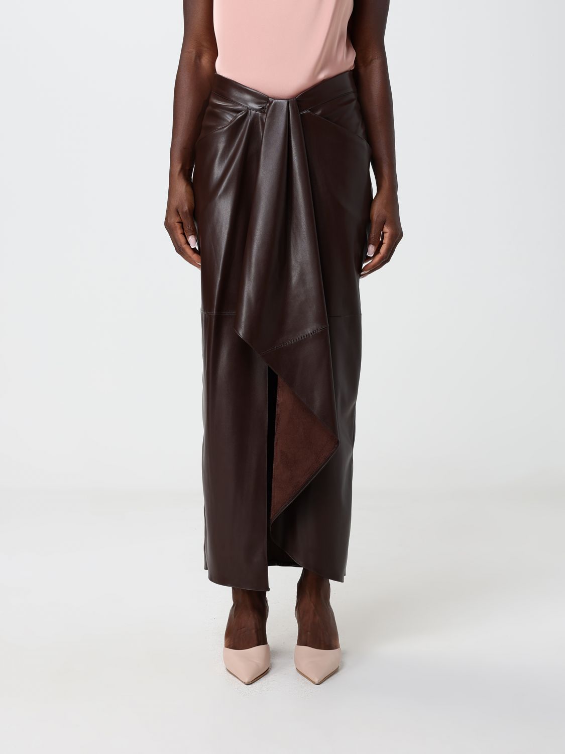 HANITA High-Waisted Asymmetrical Midi Skirt