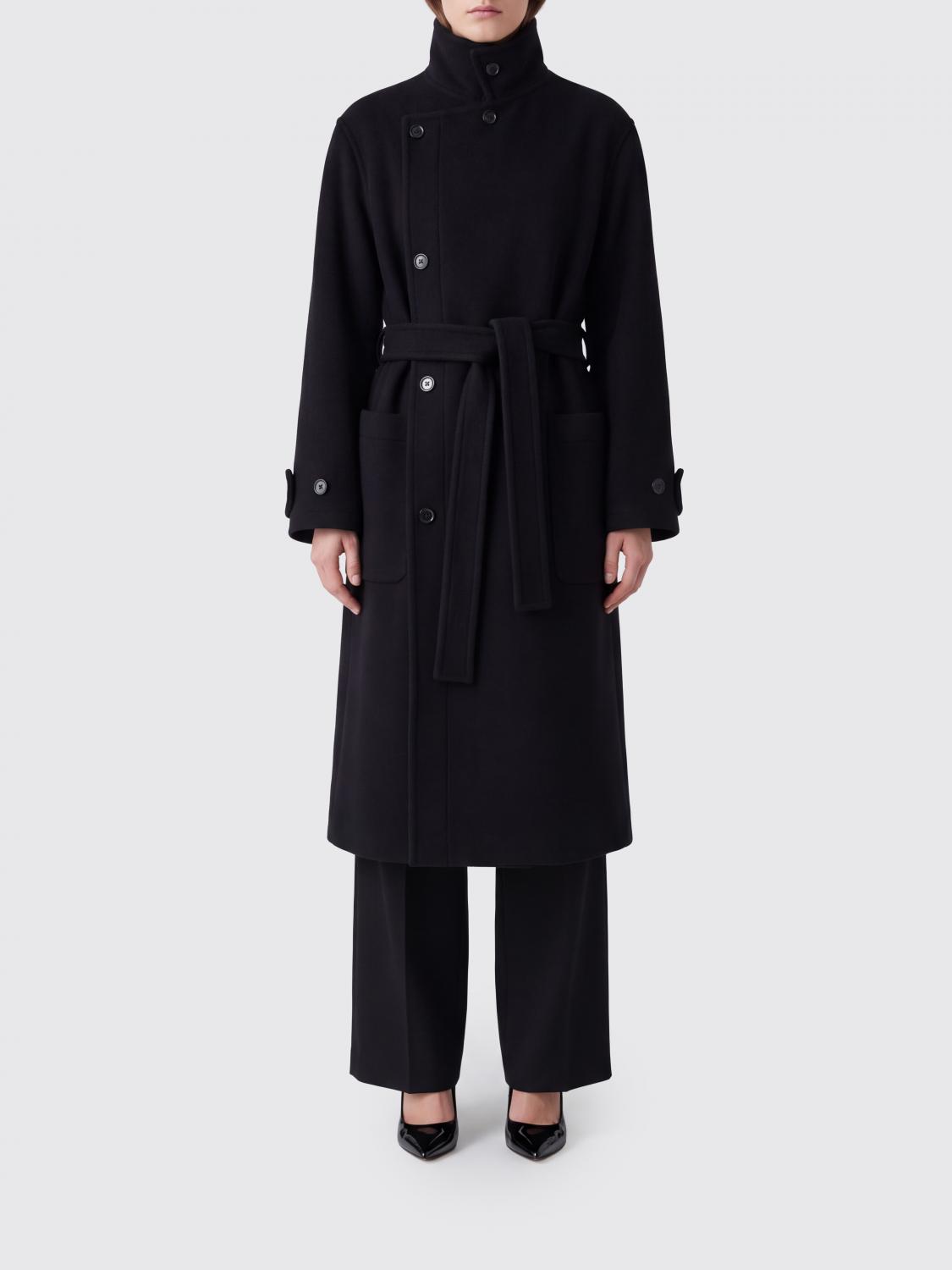Lemaire Double-Breasted Knee-Length Wool Coat with Tie Belt