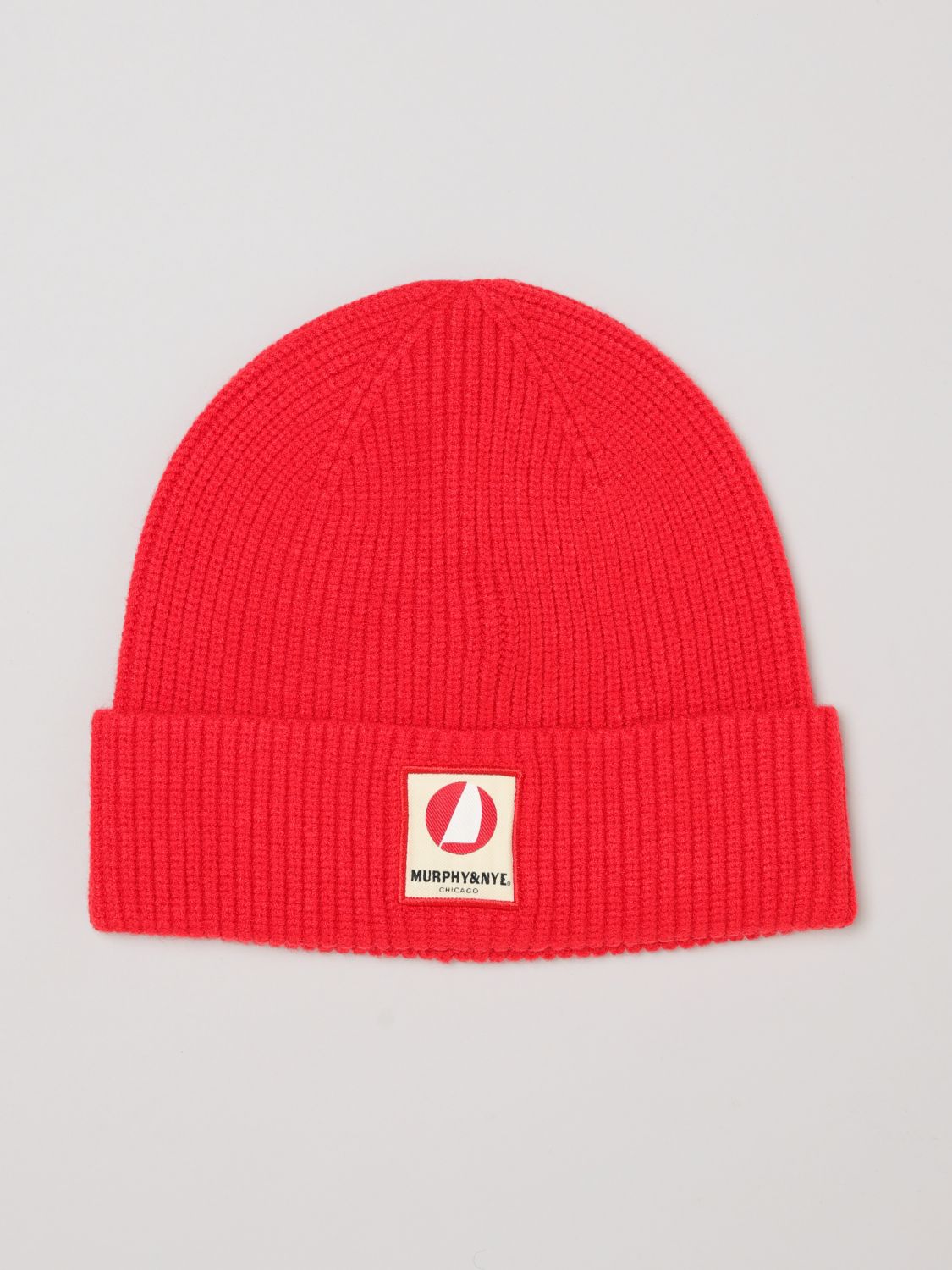 MURPHY & NYE Beanie-Mütze aus Baumwolle mit Umschlag und Logo-Patch