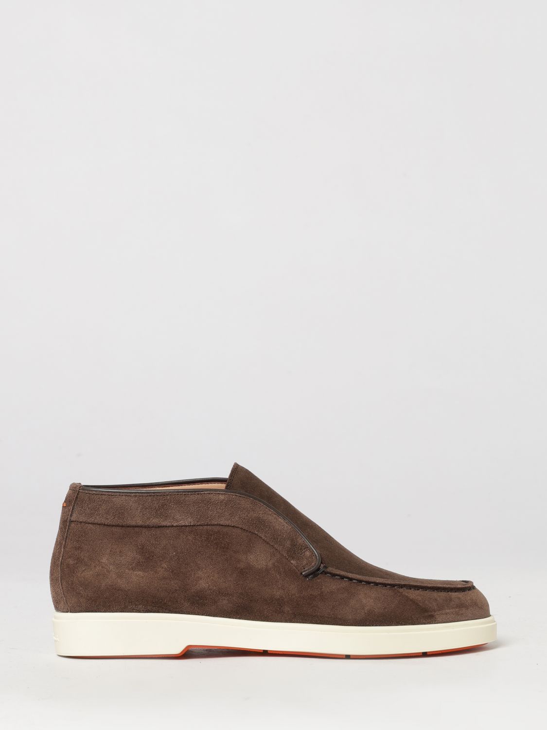 SANTONI Suede Chukka Ankle Boots with Round Toe and Rubber Sole