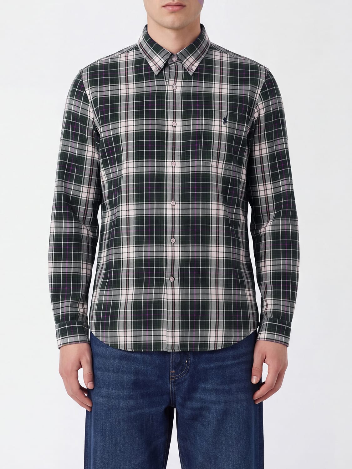 Polo Ralph Lauren Slim Fit Check Cotton Shirt with Button-Down Collar