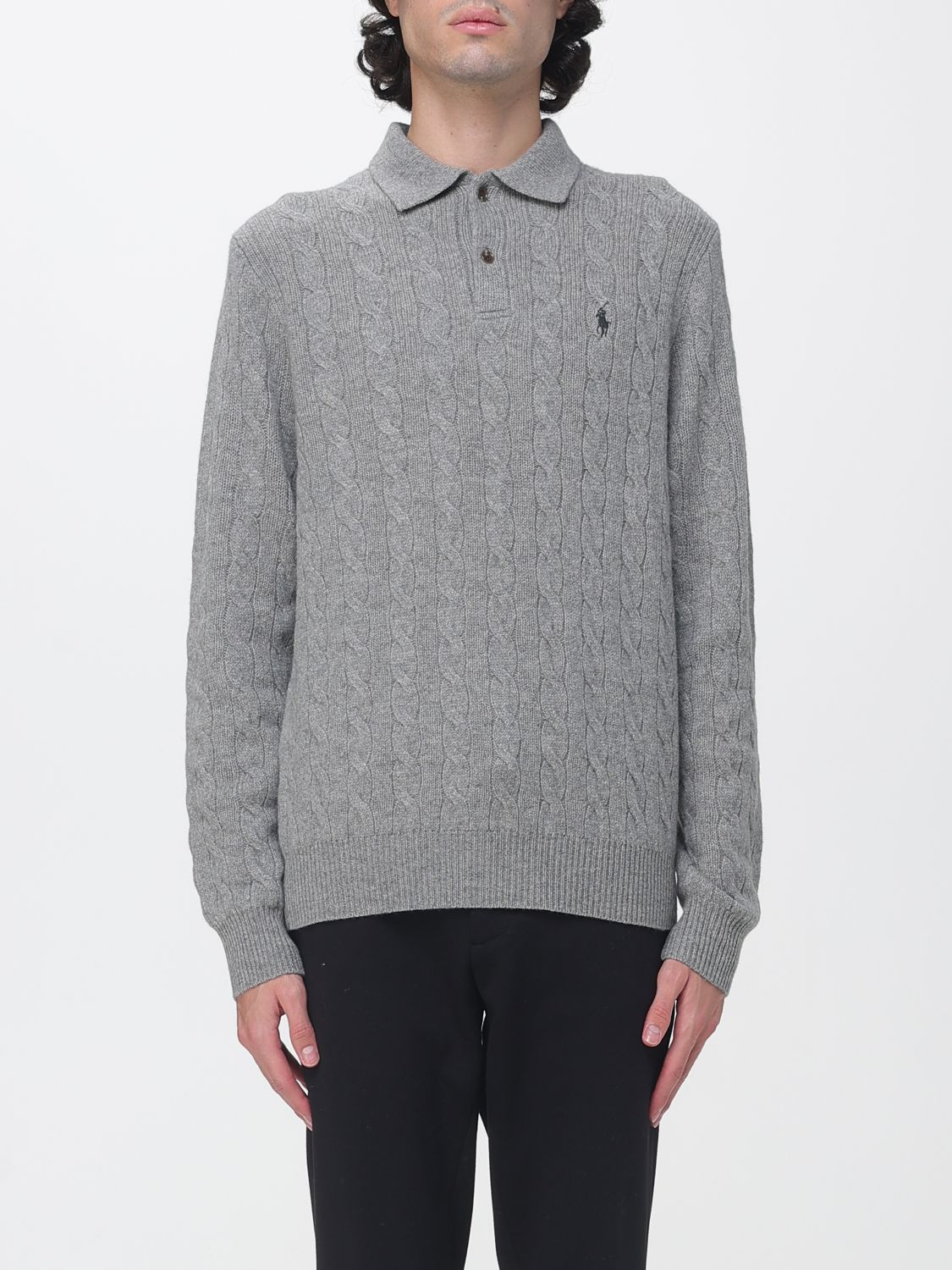 Polo Ralph Lauren Long-Sleeve Knitted Polo in Wool and Cashmere with Pony Logo