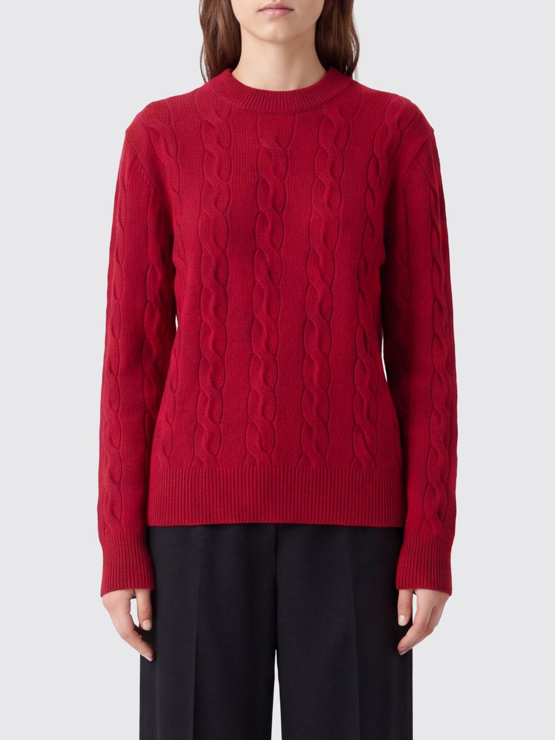 AMI PARIS Pullover mit Rundhalsausschnitt aus reiner Merinowolle mit Rippbündchen