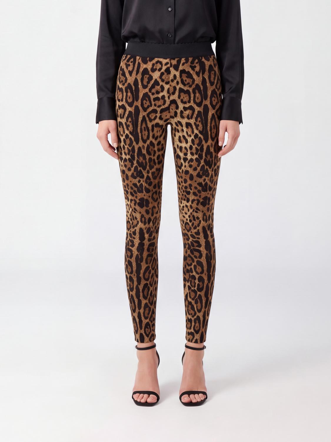 DOLCE & GABBANA High-Waisted Animalier Print Skinny Trousers in Jersey