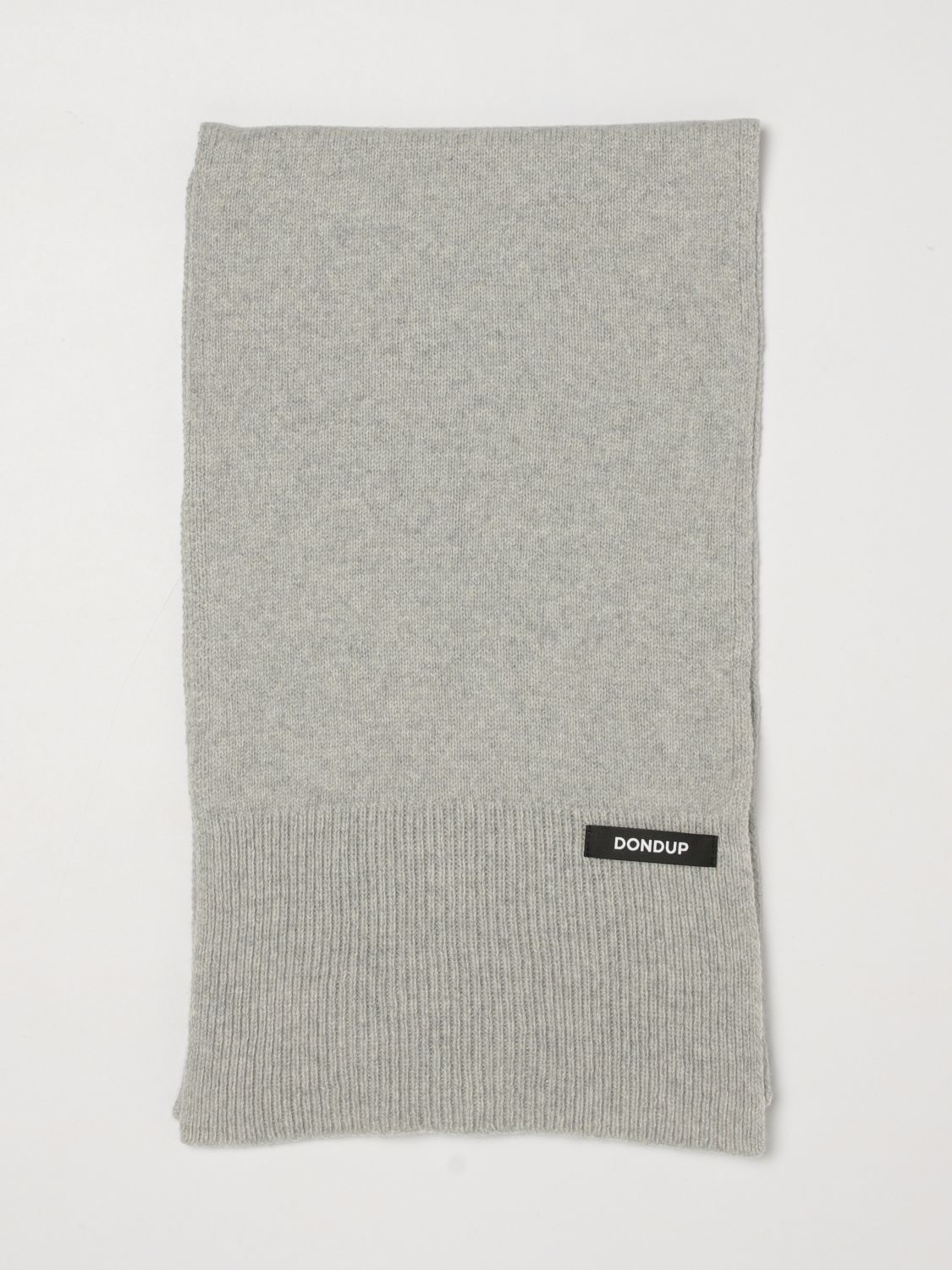 Dondup Ribbed Wool and Cashmere Blend Scarf with Applied Logo