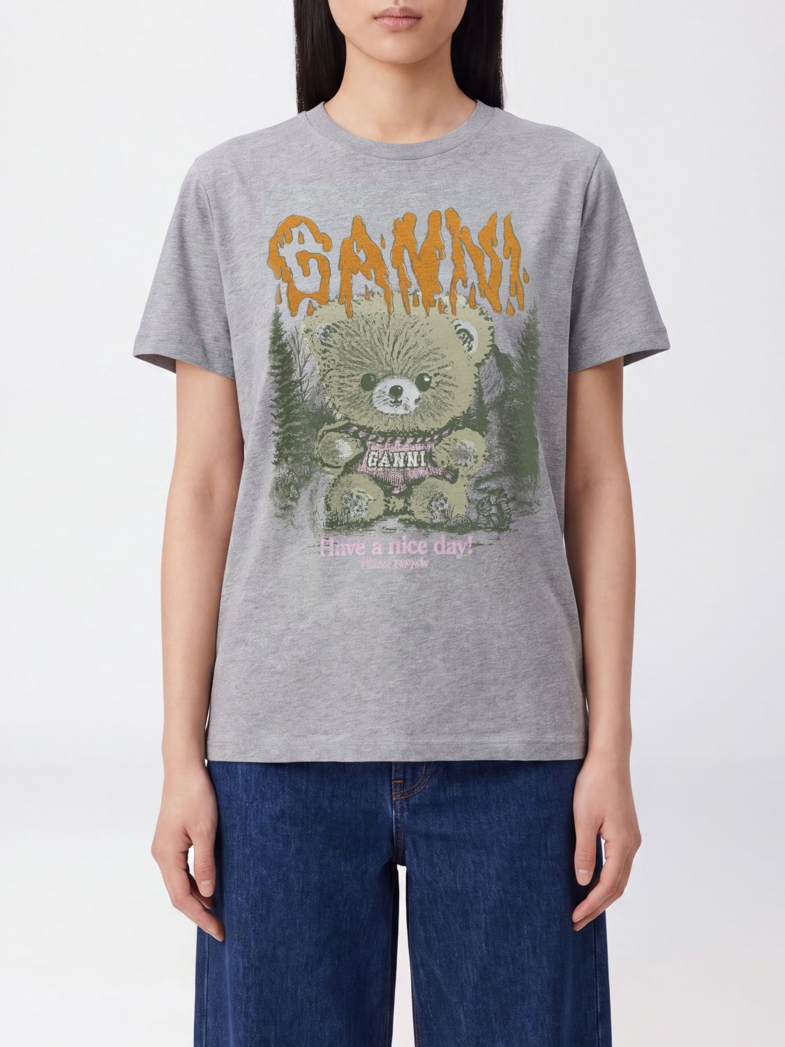 Ganni T-Shirt Woman color Grey