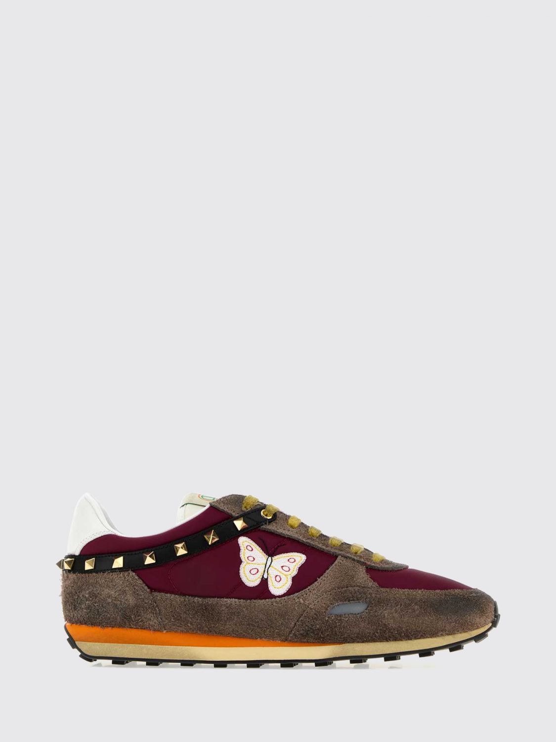VALENTINO GARAVANI Sneakers Stud Up in camoscio e nylon con ricamo farfalle