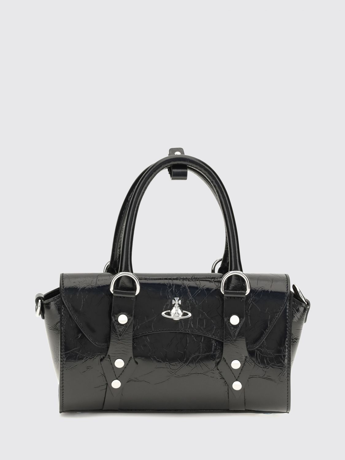 VIVIENNE WESTWOOD Bettina Crackled Leather Mini Handbag with Orb Logo